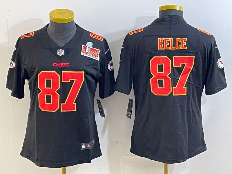 Youth Kansas City Chiefs 87 Kelce Black 2025 Nike Vapor Limited NFL Jersey style 2091